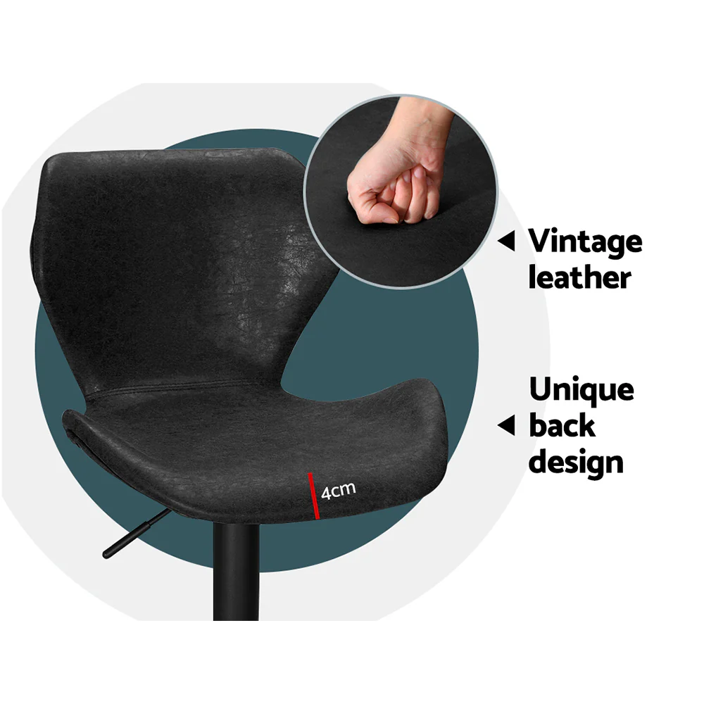 Set of 2 Swansea Bar Stools Kitchen Stool Chairs Metal Barstool Swivel - Black - Nurns