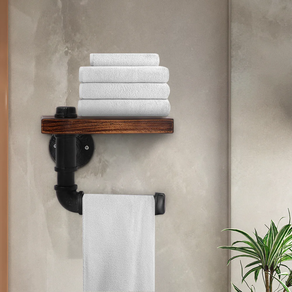 Artiss Floating DIY Pipe Shelf Toilet Paper Holder - Nurns