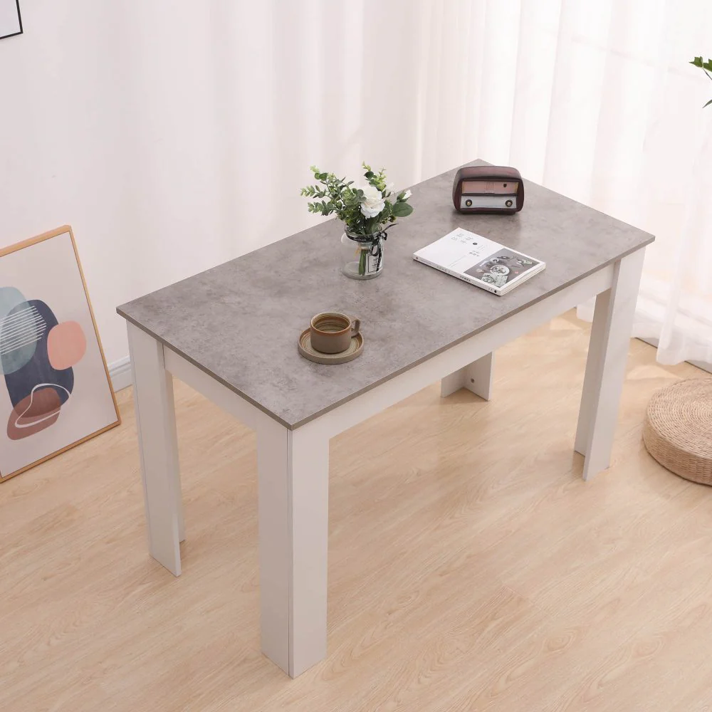 Dining Table Rectangular Wooden 120M - Grey & White - Nurns