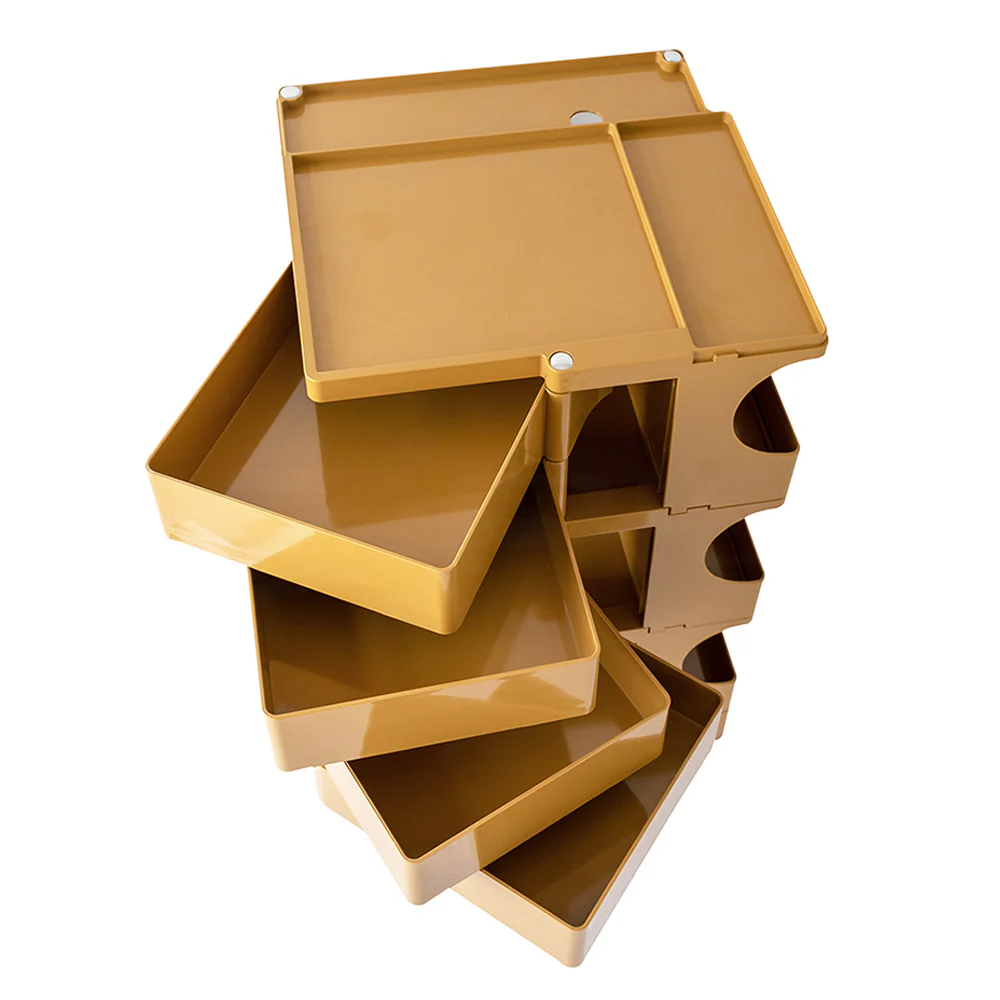 Vernon PP Plastic Bedside Tables Side Tables Nightstand Organizer Replica Boby Trolley 5 Tier with 4 Drawers - Yellow - Nurns