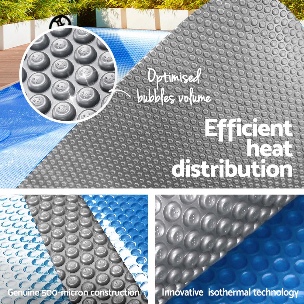 Pool Cover 500 Micron 7x4m Swimming Pool Solar Blanket - Blue Silver - Nurns