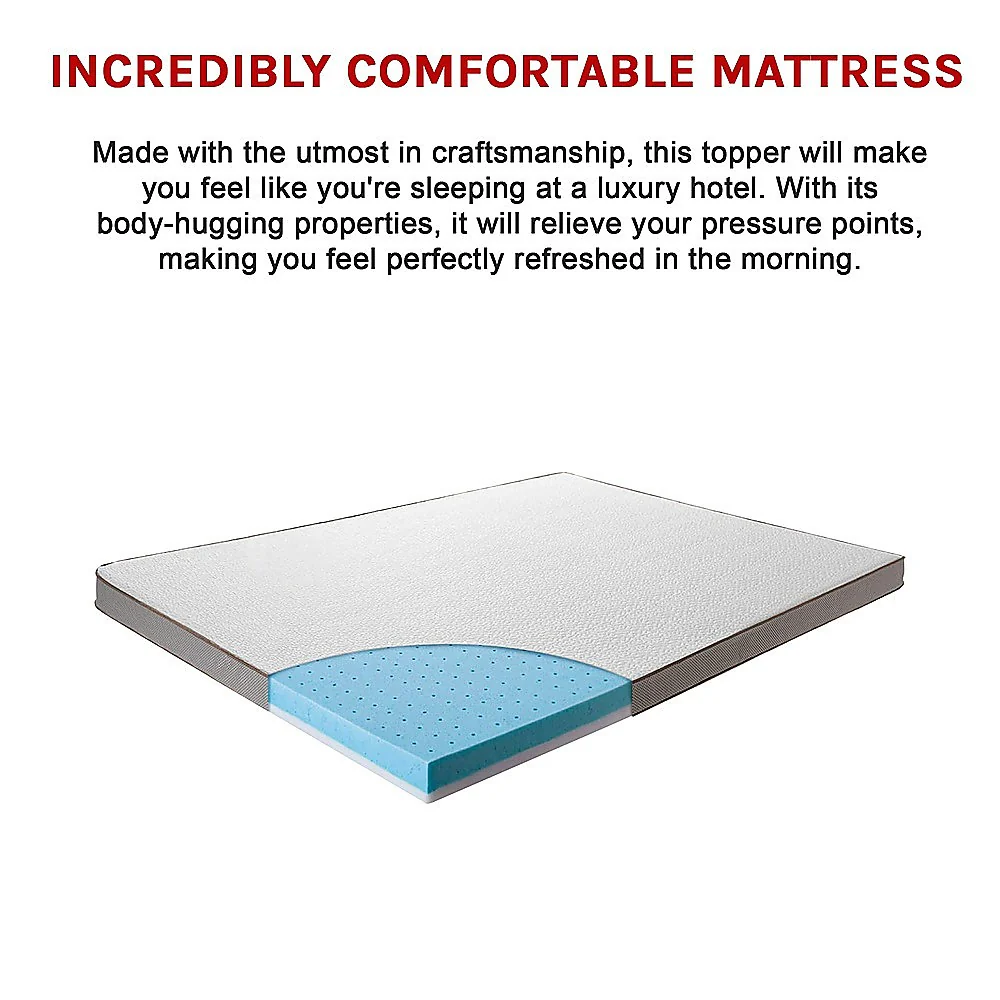 Queen Palermo Memory Foam Mattress Topper Cooling Gel Infused CertiPUR Approved - Nurns