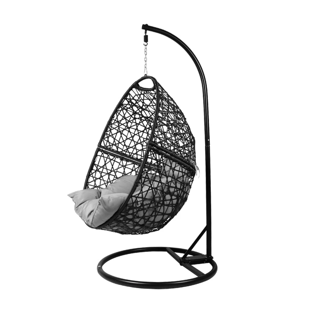 Leith Hanging Swing Egg Chair Pod Patio Cushion Seat - Black - Nurns