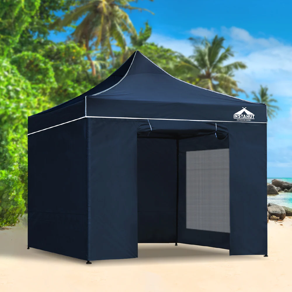 Instahut Gazebo Pop Up Marquee 3x3 Folding Tent Gazebos Camping 500D Oxford Navy - Nurns