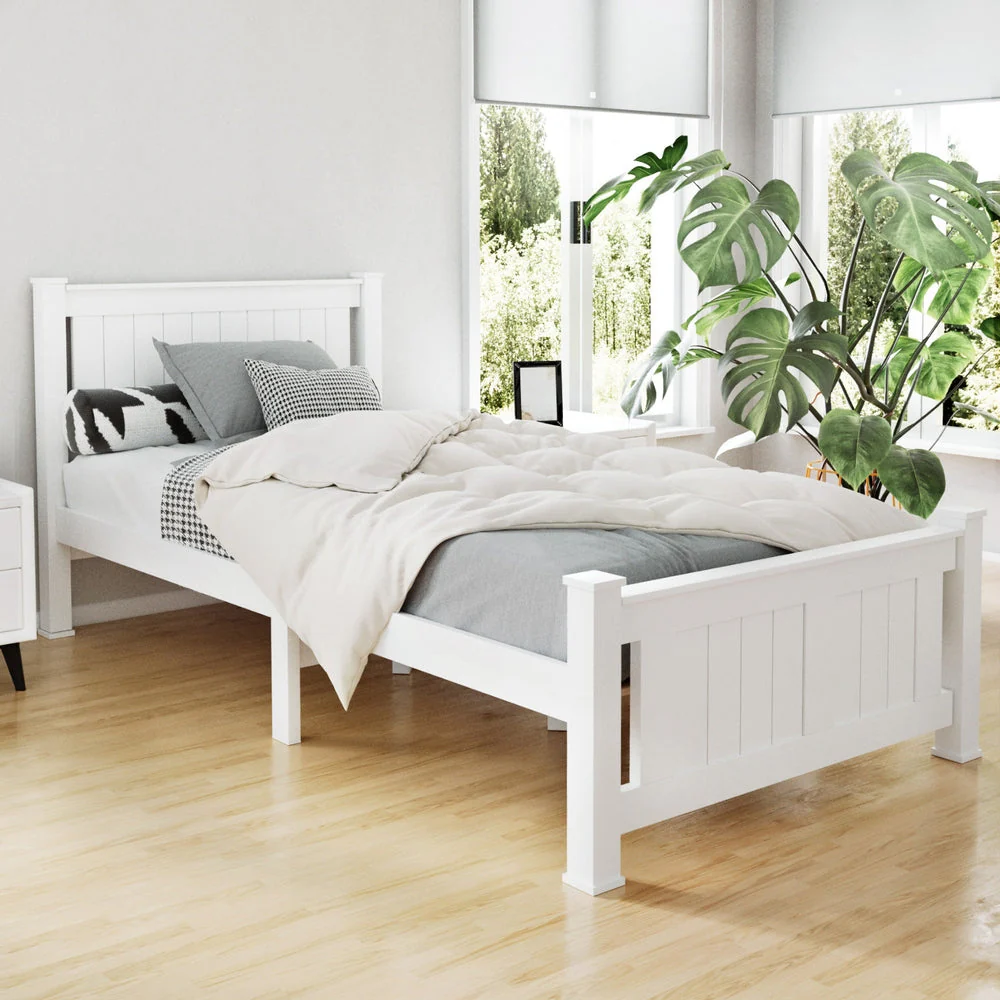 Amber Bed & Mattress Package no Drawers - White Single - Nurns