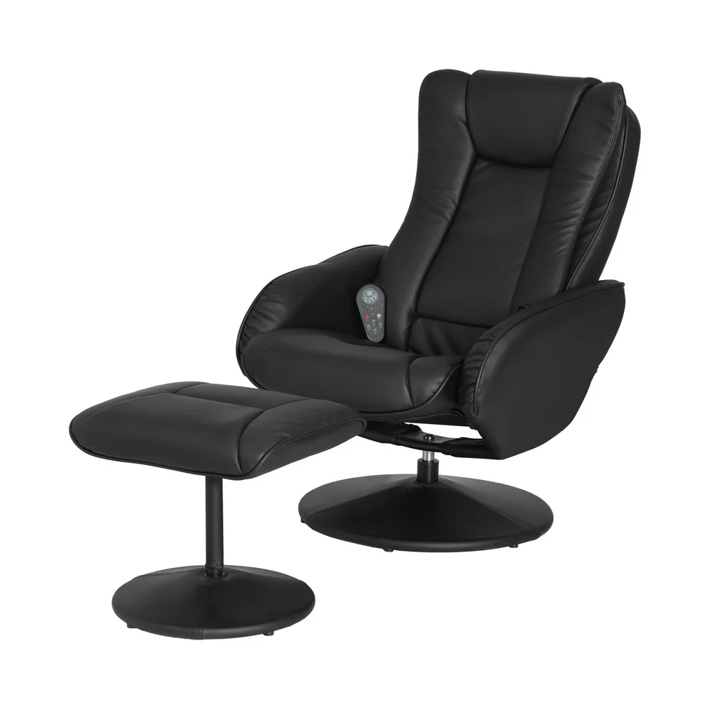 Daedalus Recliner Chair Ottoman Heated Massage - Black - Nurns
