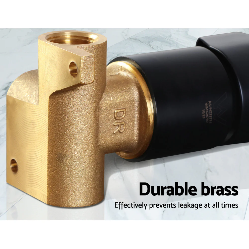 Shower Mixer Tap Wall Bath Taps Brass Hot Cold Basin Bathroom Black - Nurns