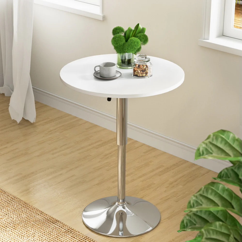 Bar Table Kitchen Tables Swivel Round Metal White - Nurns