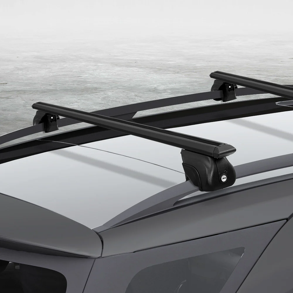 Universal Car Roof Rack Aluminium Cross Bars Adjustable 126cm Black Upgraded - Nurns