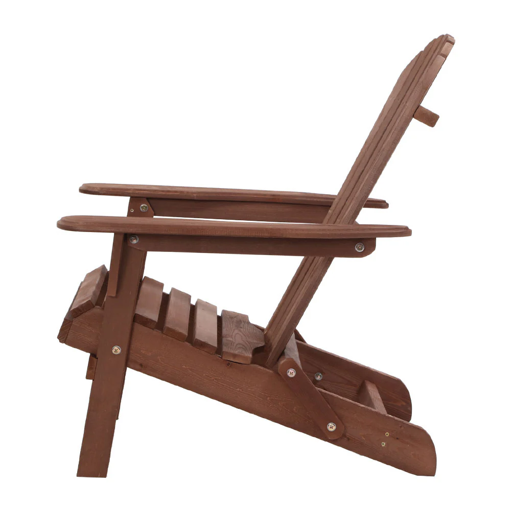 Adirondack Gardeon Outdoor Chairs Wooden Foldable Beach Chair Patio Furniture Brown - Nurns