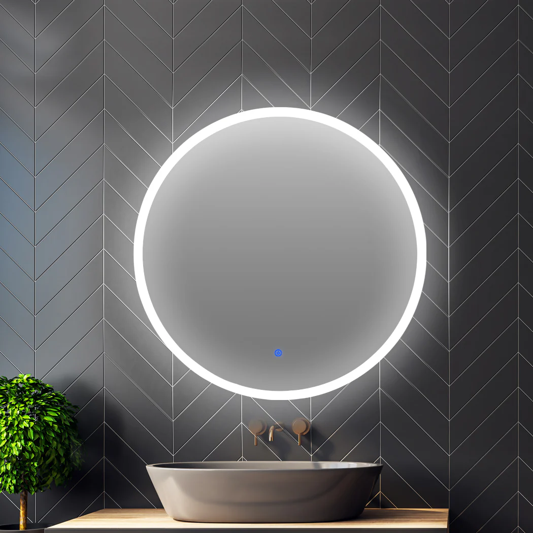 LED Wall Mirror Round Anti-fog Bathroom Mirrors Makeup Light Decor 70cm - Nurns