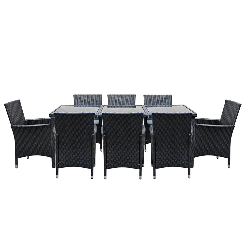Corbridge 8-Seater Outdoor Furniture Setting 9-Piece Dining Set - Black - Nurns