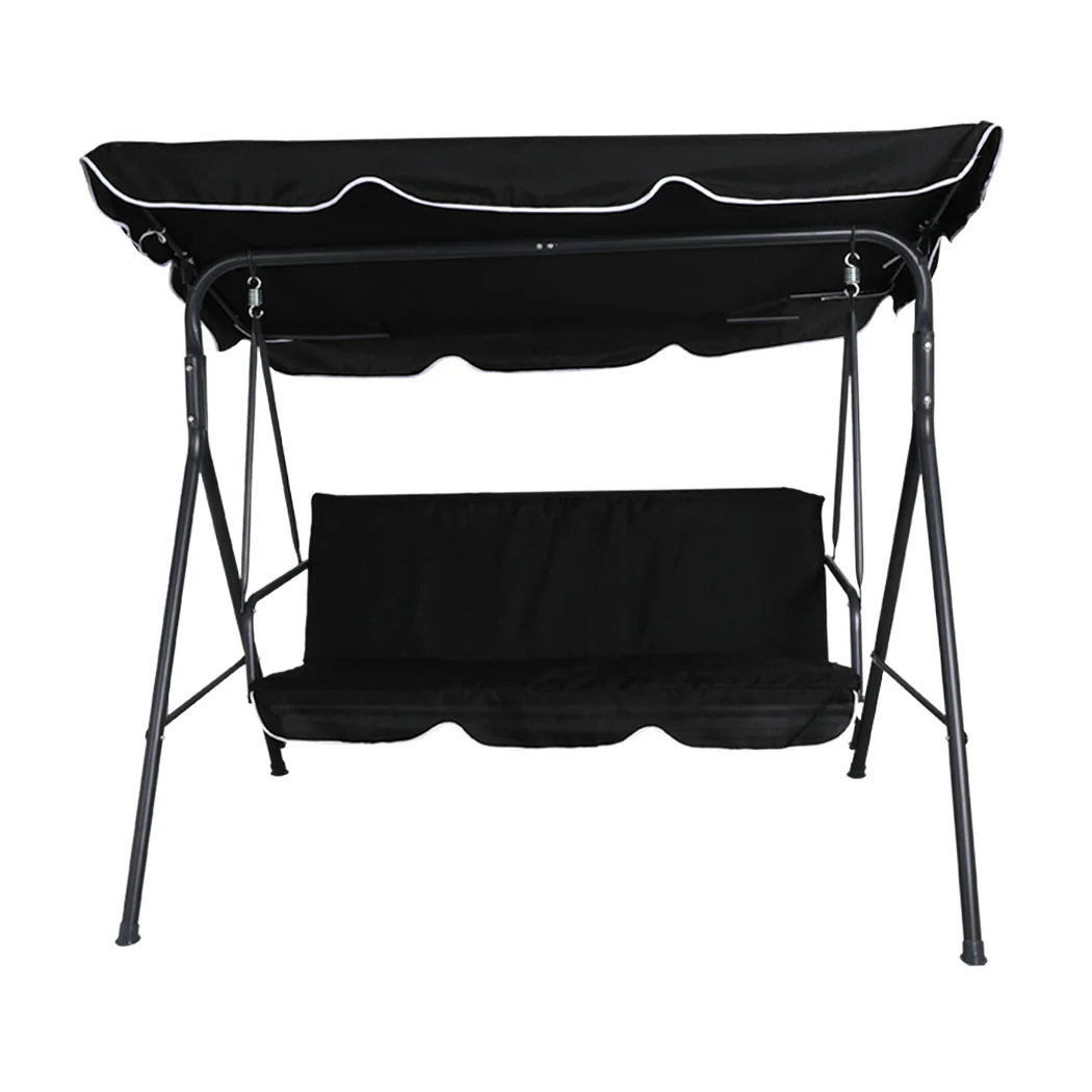 Lorel 3 Seater Swing Chair Garden Canopy Cushion - Black - Nurns