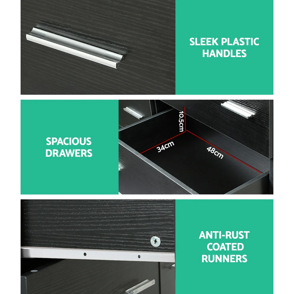 Artiss 6 Chest of Drawers - Black - Nurns