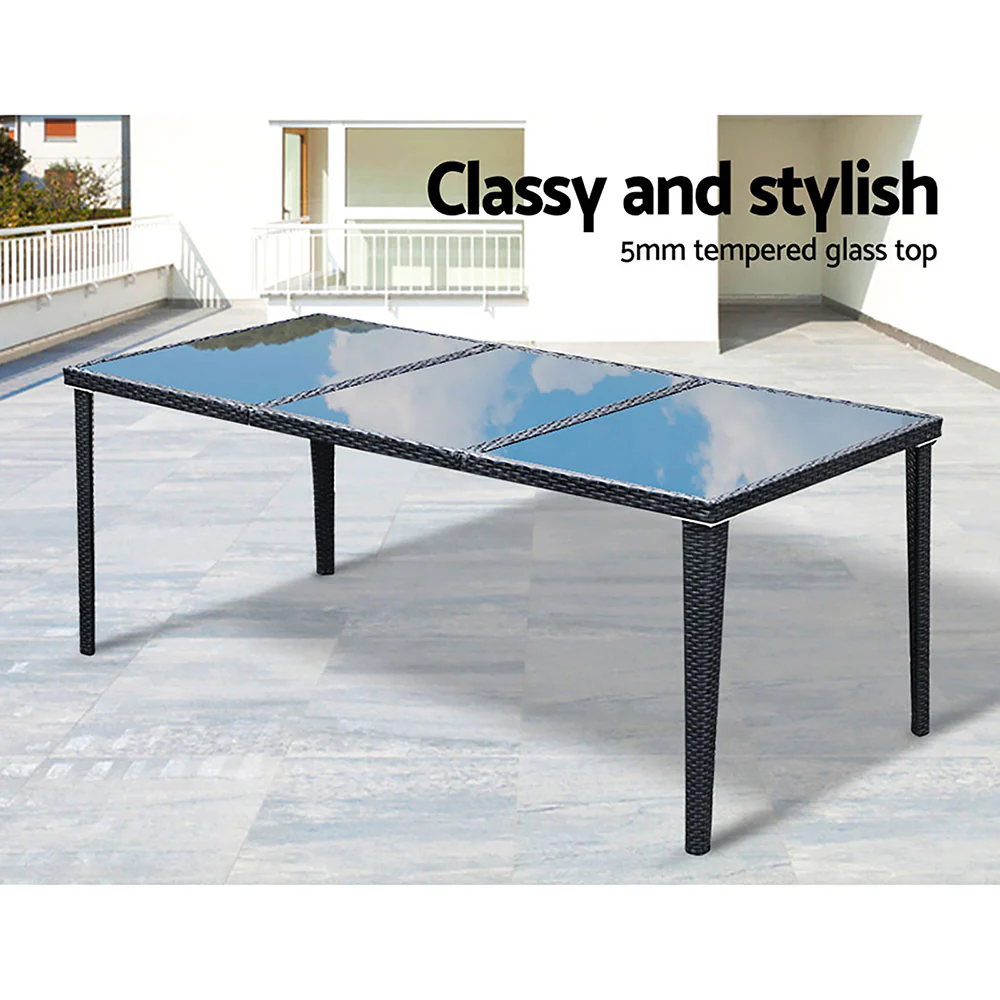 Corbridge 8-Seater Outdoor Furniture Setting 9-Piece Dining Set - Black - Nurns