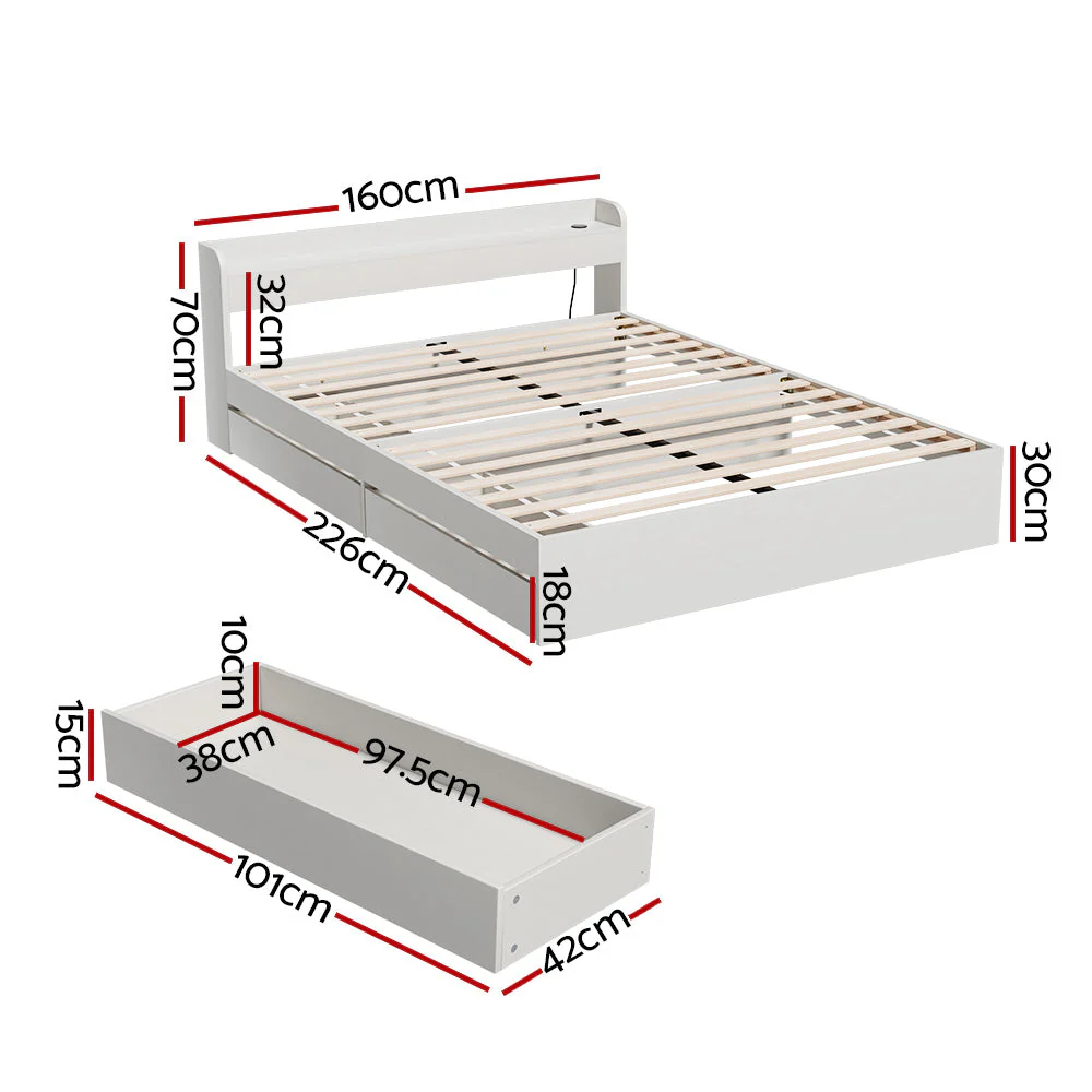 Lazulite Bed & Mattress Package with 32cm Mattress - White Queen - Nurns
