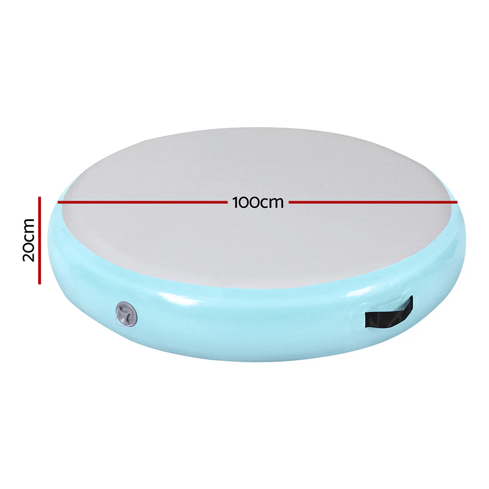 Everfit 1m Air Track Spot Inflatable Gymnastics Tumbling Mat Round Green - Nurns