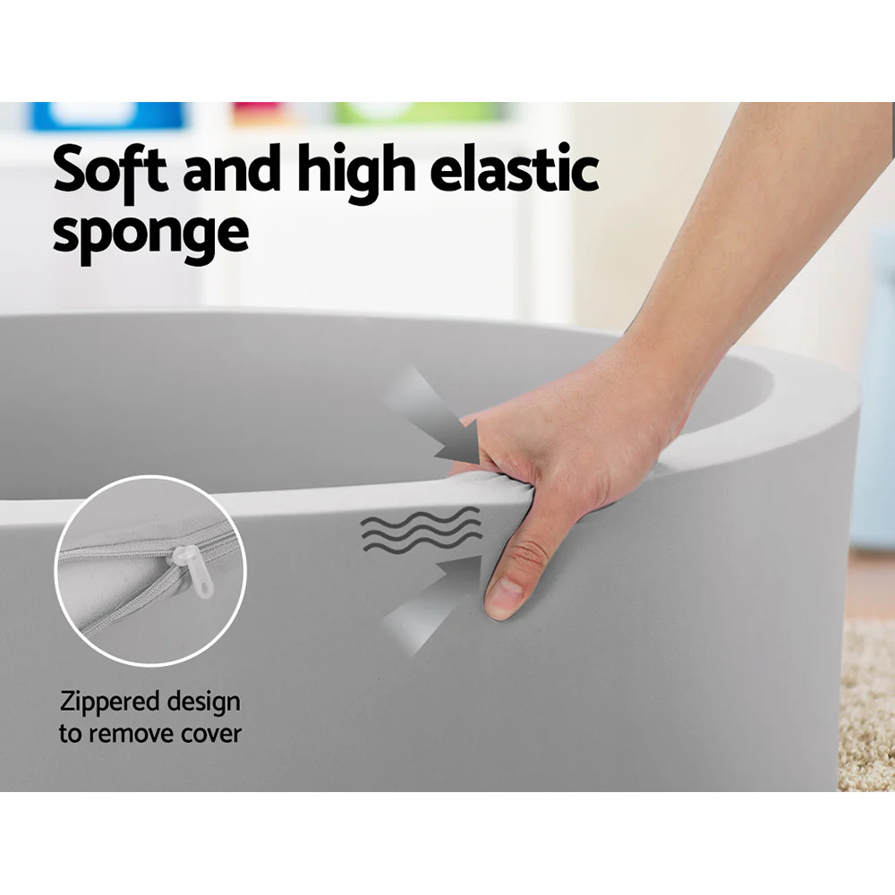 Ocean Foam Ball Pit with Balls Kids Play Pool Barrier Toys 90x30cm Grey - Nurns