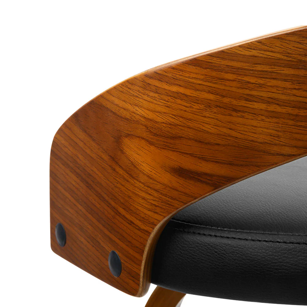 Set of 2 Alicante Walnut Wood Bar Stools - Black & Brown - Nurns