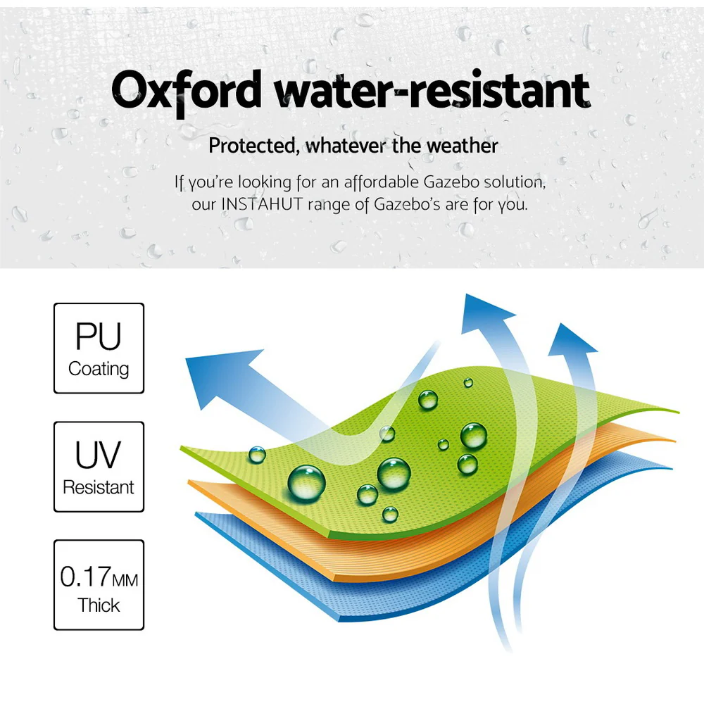 Instahut Gazebo Pop Up Marquee 3x6 Folding Tent Gazebos 500D Oxford Fabric White - Nurns