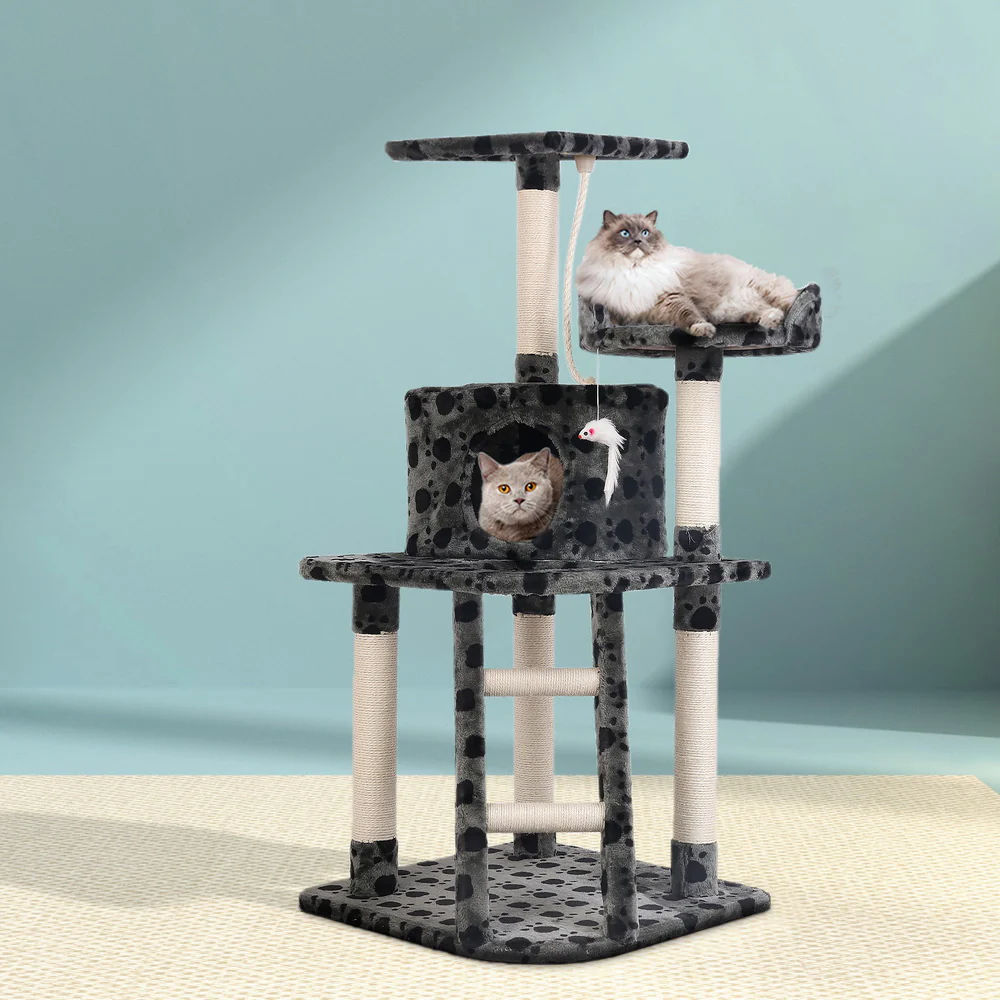 Cat Tree 120cm Trees Scratching Post Scratcher Tower Condo House Furniture 120cm - Dark Grey - Nurns
