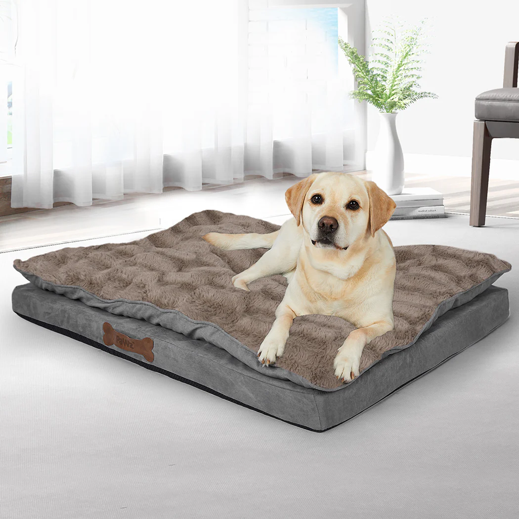 LARGE Dog Beds Calming Pet Removable - Khaki - Nurns