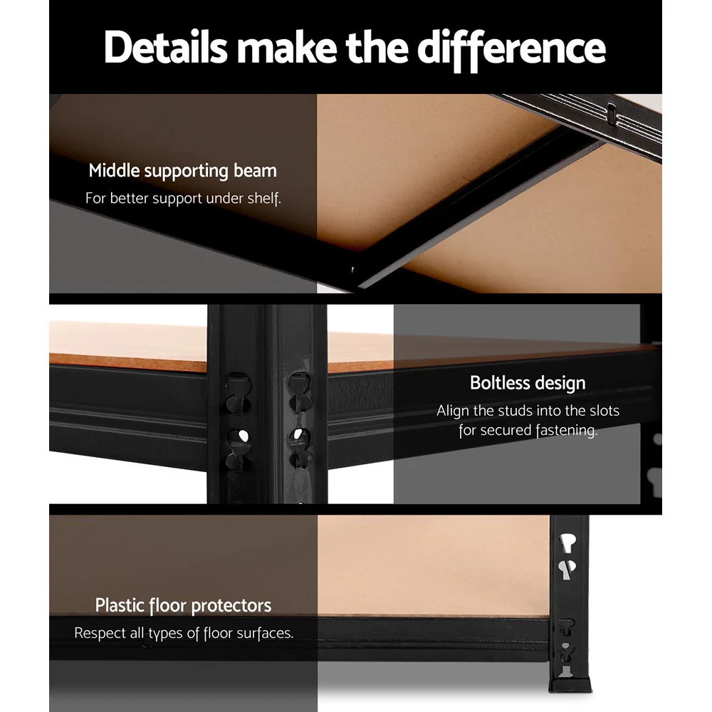 Giantz 1.8M Garage Shelving Warehouse Rack Pallet Racking Storage Shelve Black - Nurns