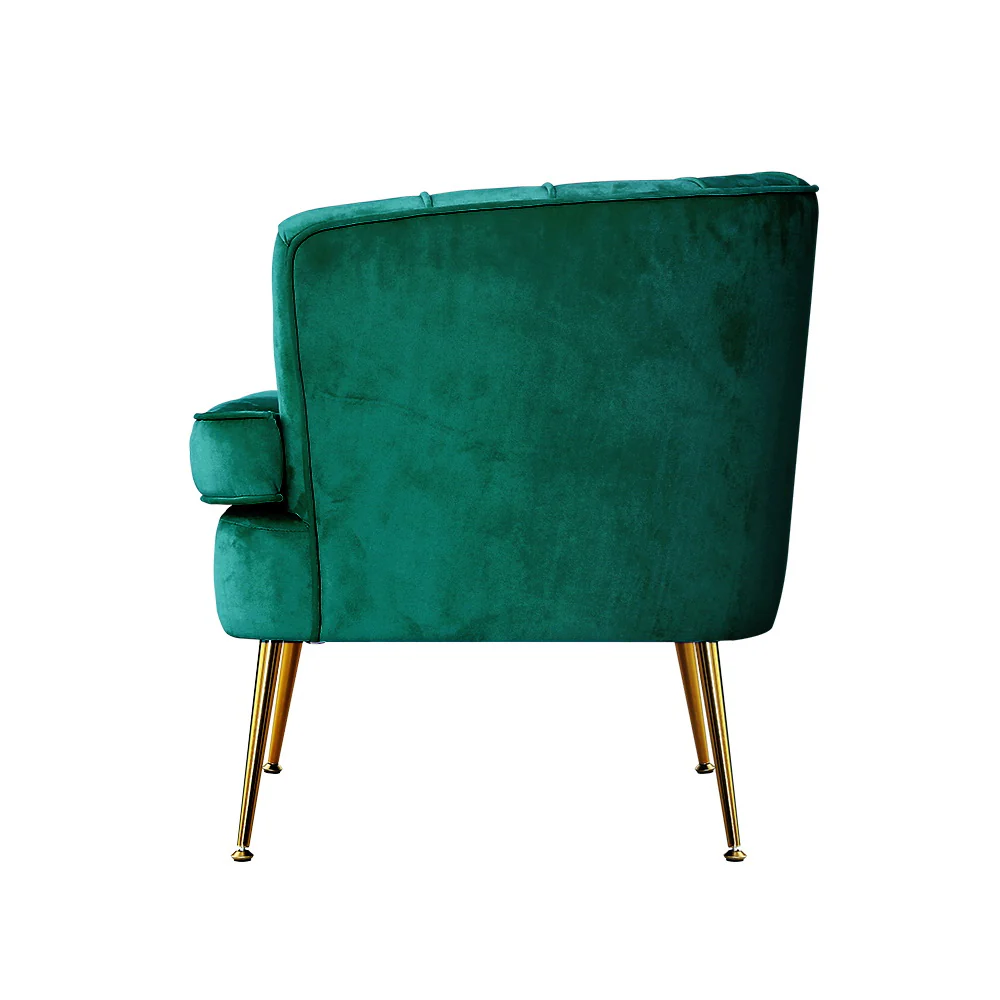 Makayla Accent Velvet Lounge Armchair - Green - Nurns