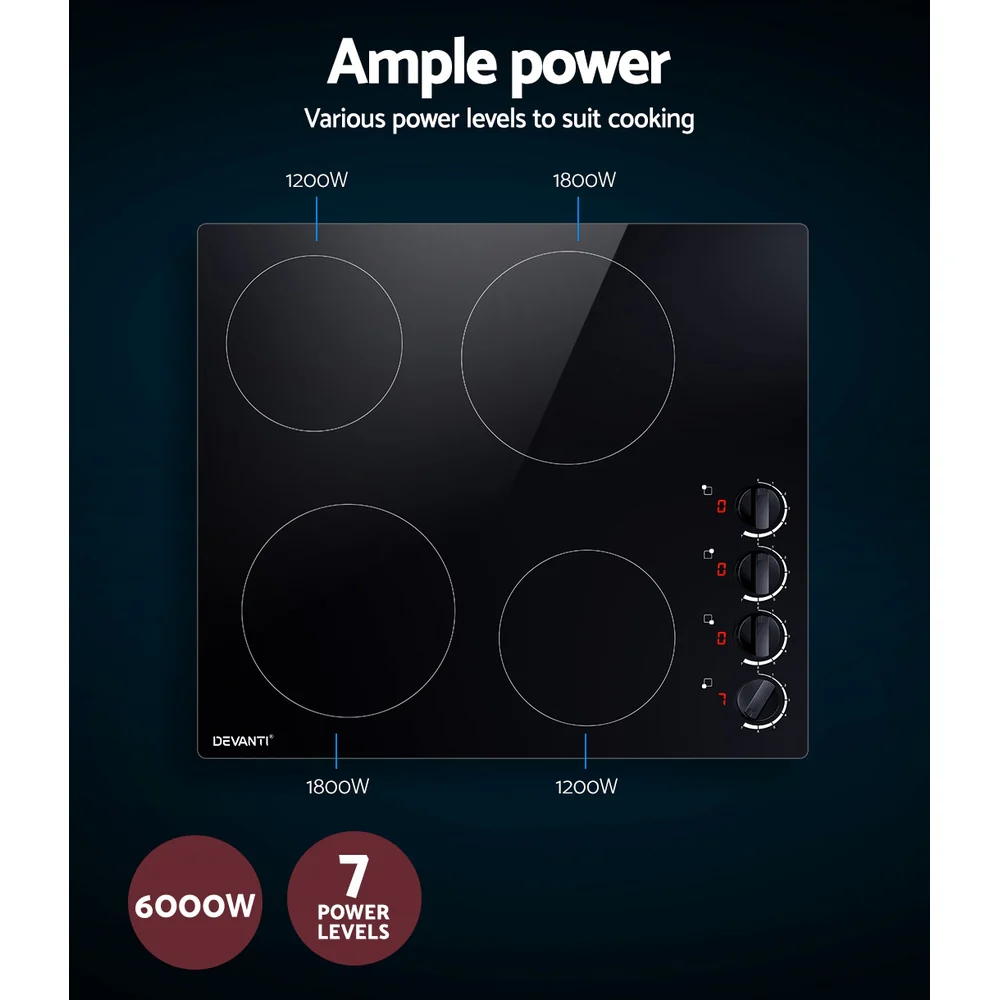 Devanti Electric Ceramic Cooktop 60cm - Nurns