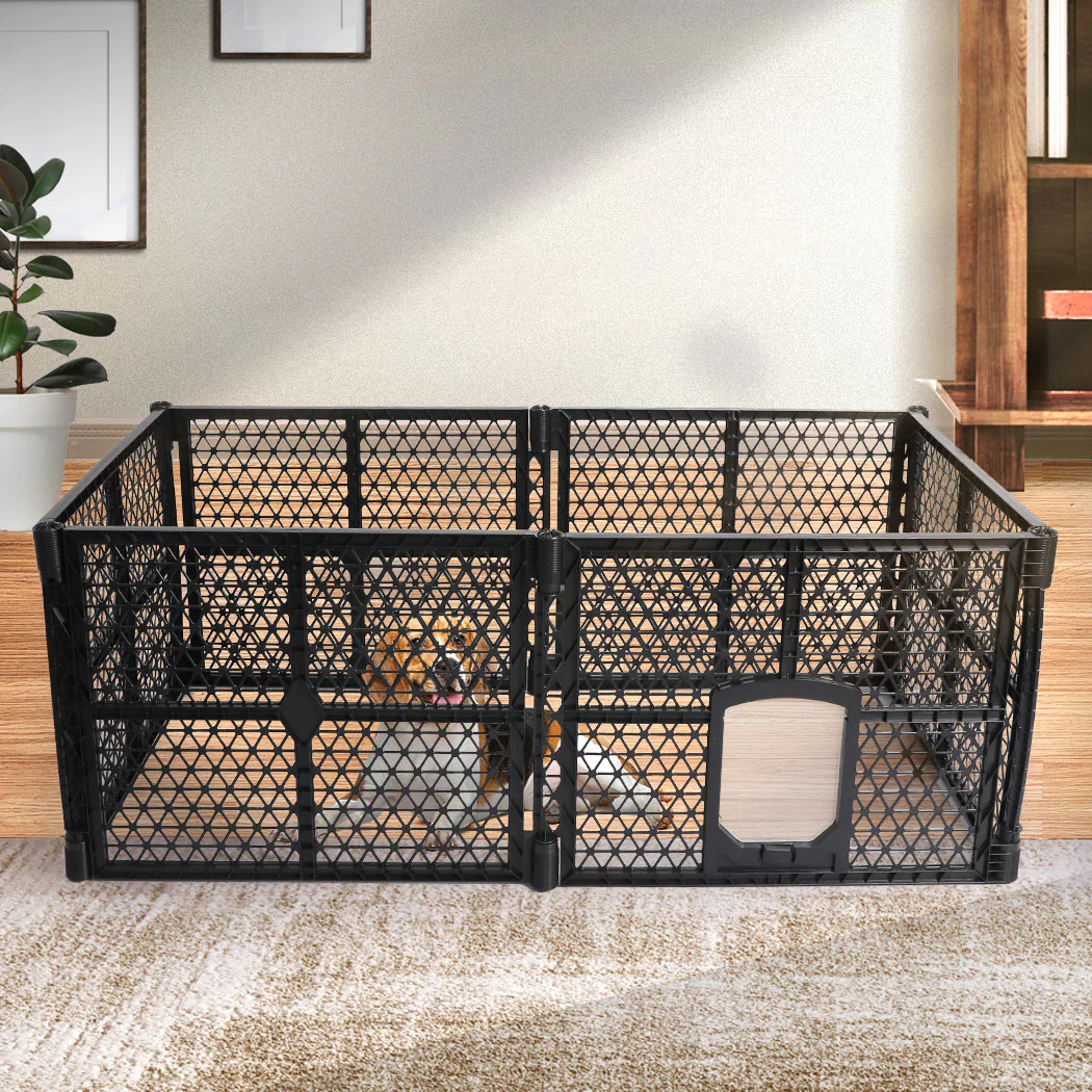 Pet Playpen Foldable Protable Dog Play Pens Plastic Garden Outdoor 6 Panels - Nurns