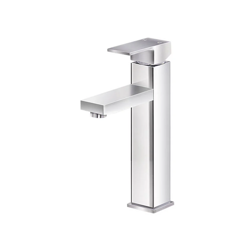 Bathroom Basin Mixer Tap Square Tall Faucet Vanity Laundry Chrome - Nurns