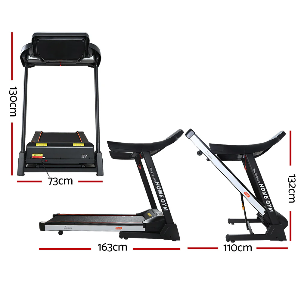 Everfit Treadmill Electric Auto Level Incline Home Gym Fitness Exercise 450mm - Nurns