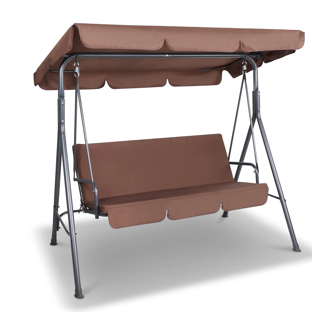 Lumin 3 Seater Outdoor Canopy Swing Chair - Coffee - Nurns