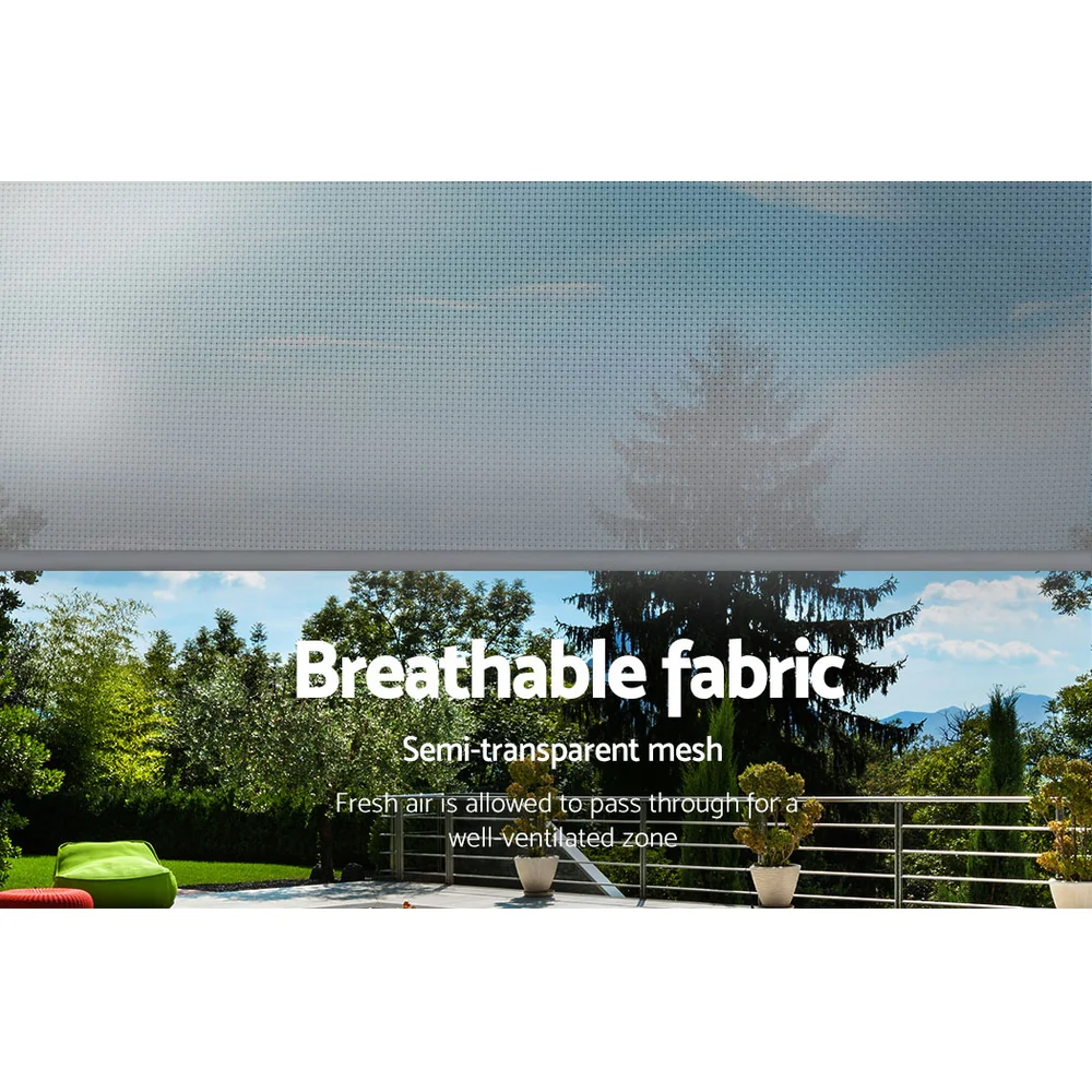 Instahut Outdoor Blinds Light Filtering Roll Down Awning Shade 3x2.5M Grey - Nurns