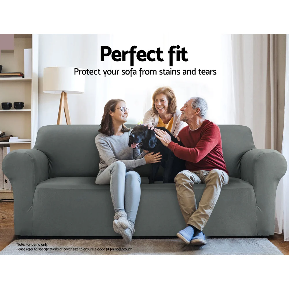 Sofa Cover Elastic Stretchable Couch Covers Grey 4 Seater - Nurns
