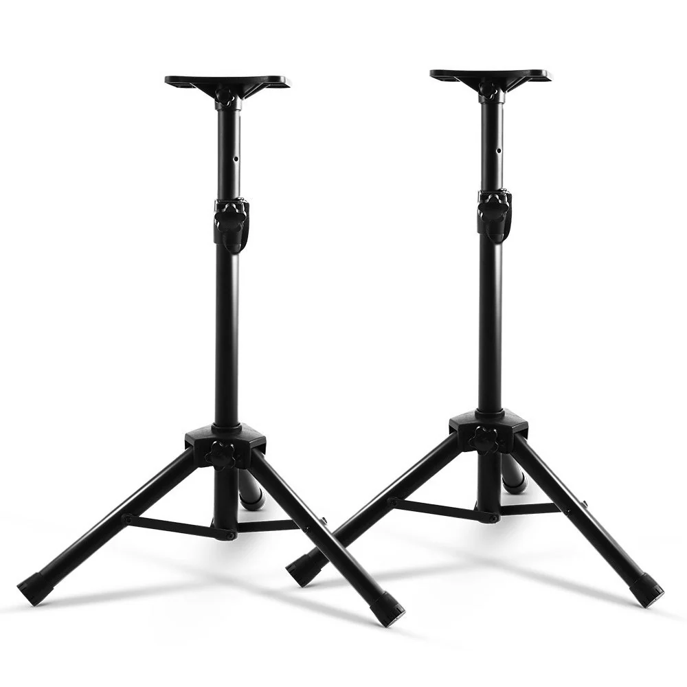 Set of 2 Adjustable 120CM Speaker Stand - Black - Nurns