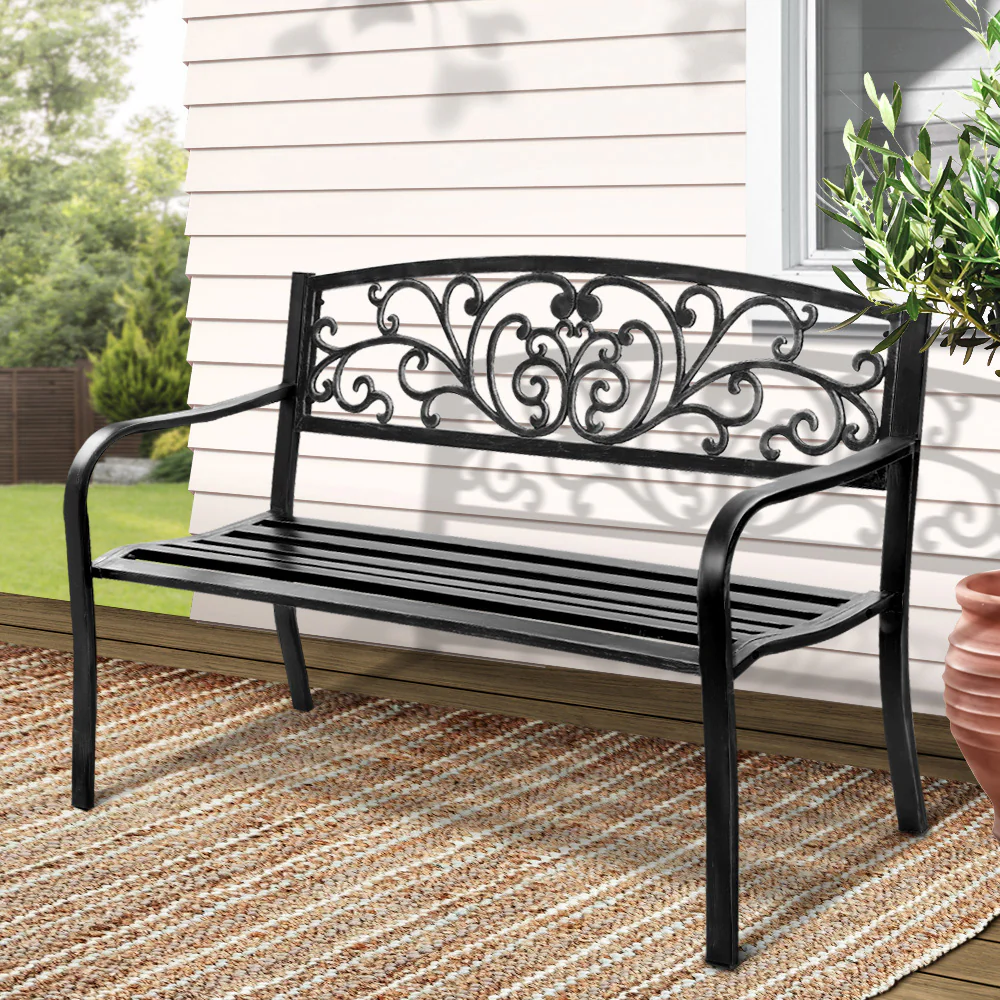 Calliope Outdoor Garden Bench - Black - Nurns