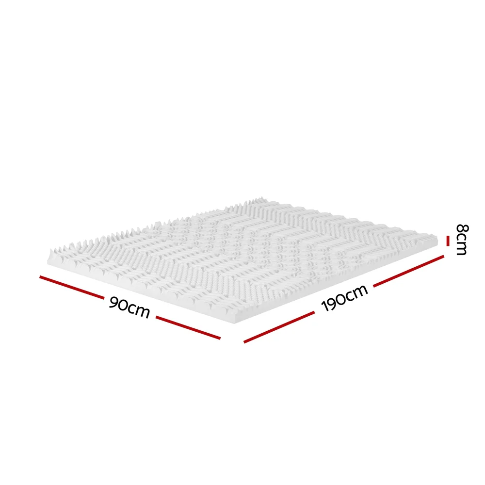 Single Giselle Bedding Memory Foam Mattress Topper 7-Zone Airflow Pad 8cm White - Nurns