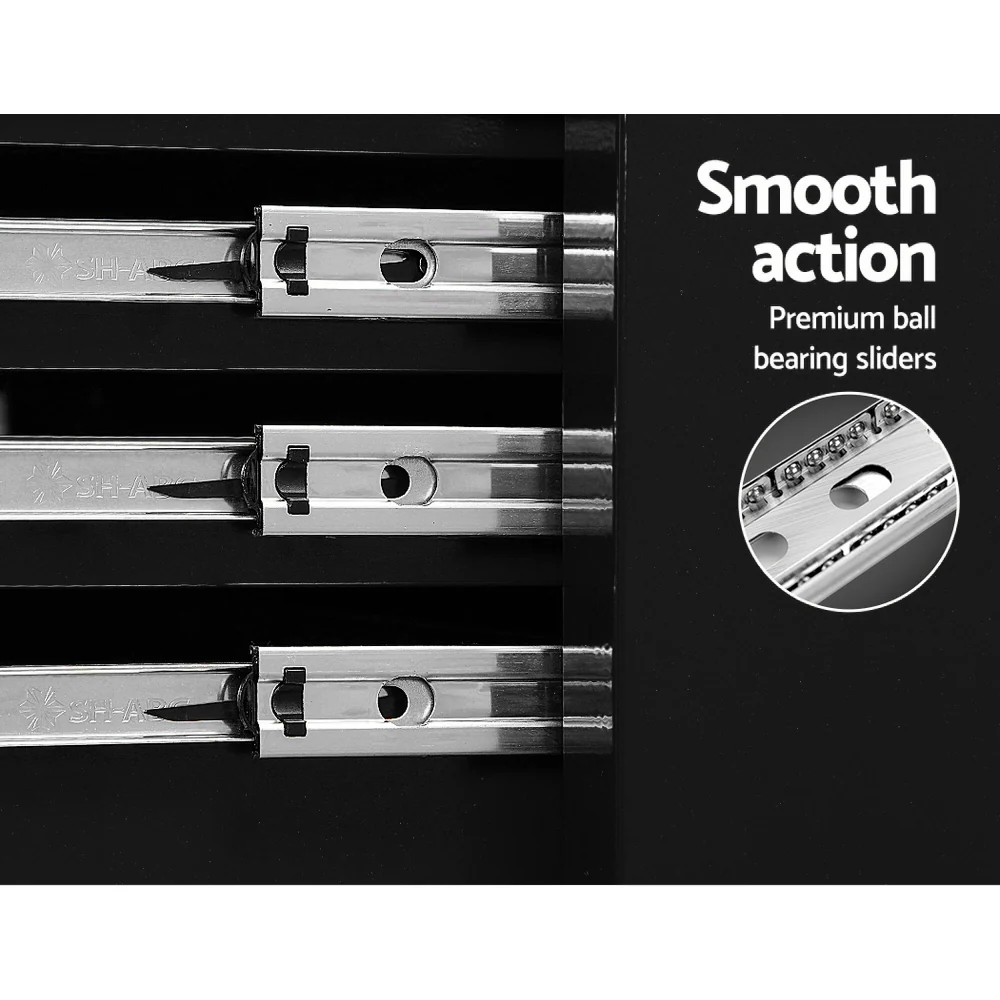 Tool Chest and Trolley Box Cabinet 7 Drawers Cart Garage Storage Black - Nurns