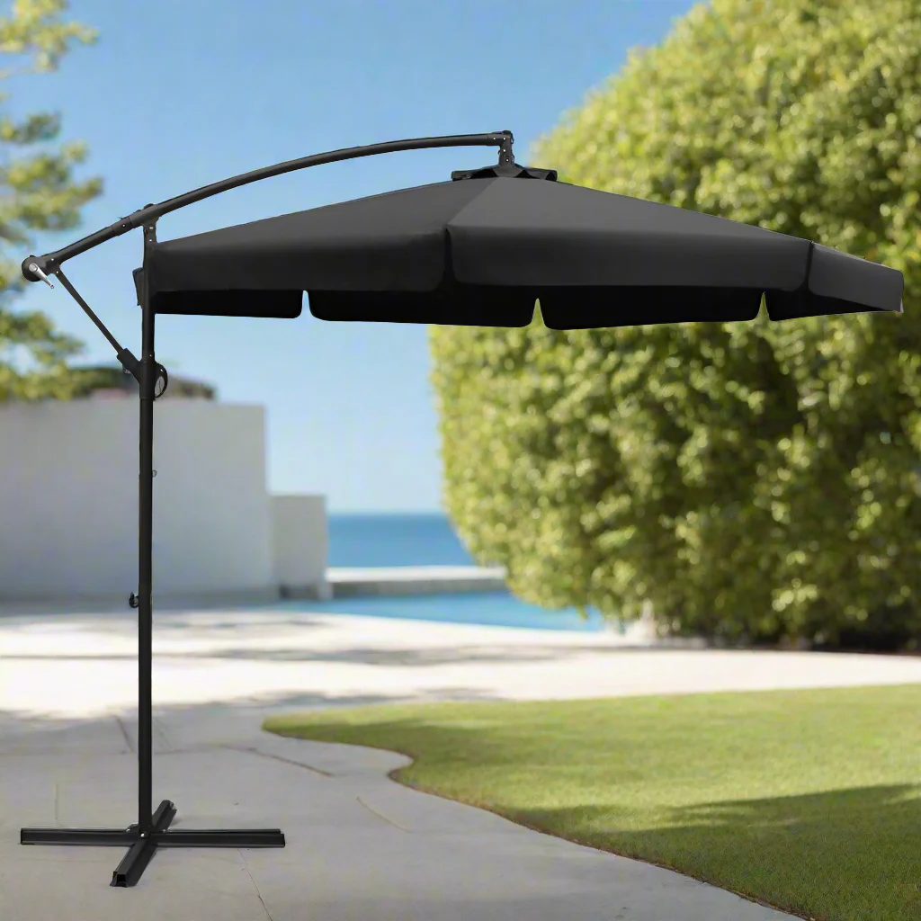 Instahut 3m Outdoor Umbrella Cantilever Garden Beach Patio Black - Nurns