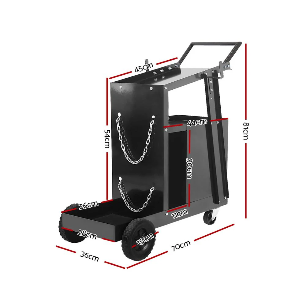 4 Drawer Welding Trolley - Black - Nurns