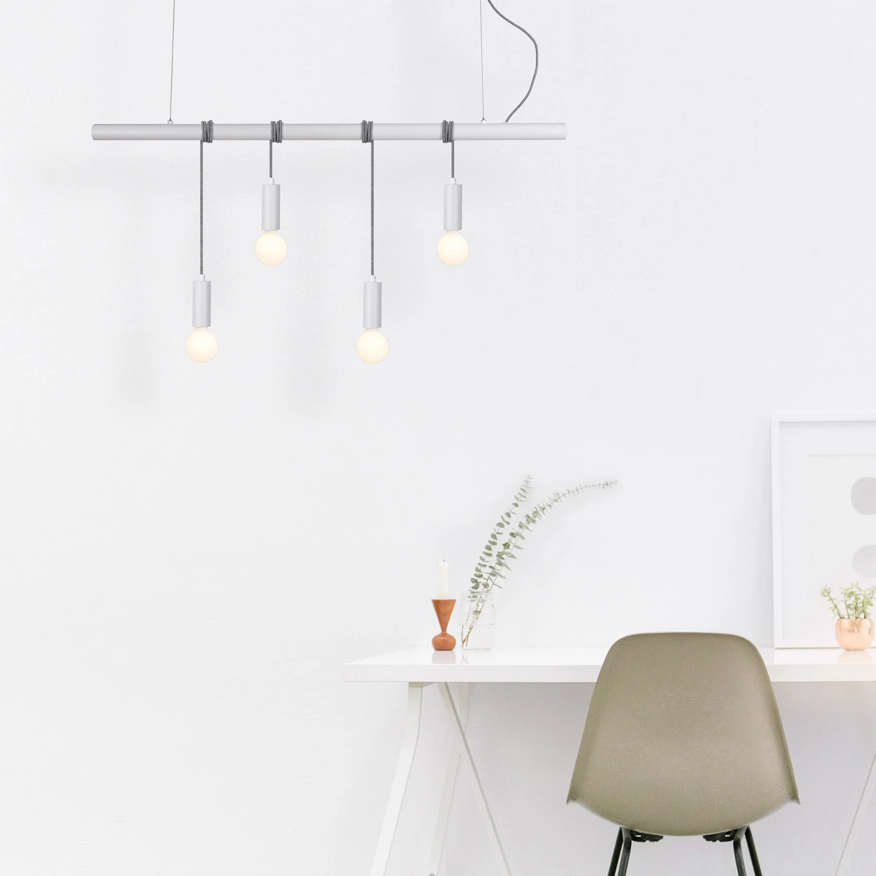 4 Lights Pendant Light - White - Nurns