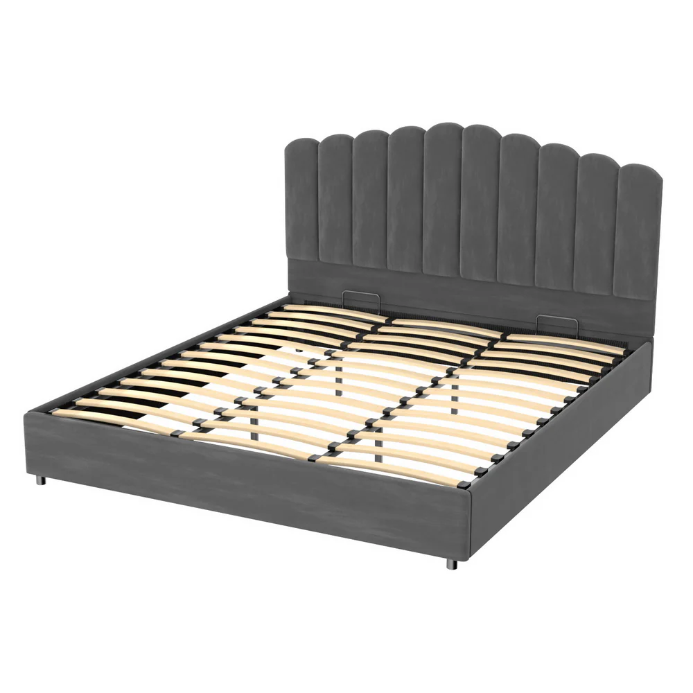 Fiona Bed Frame Velvet - Grey King - Nurns