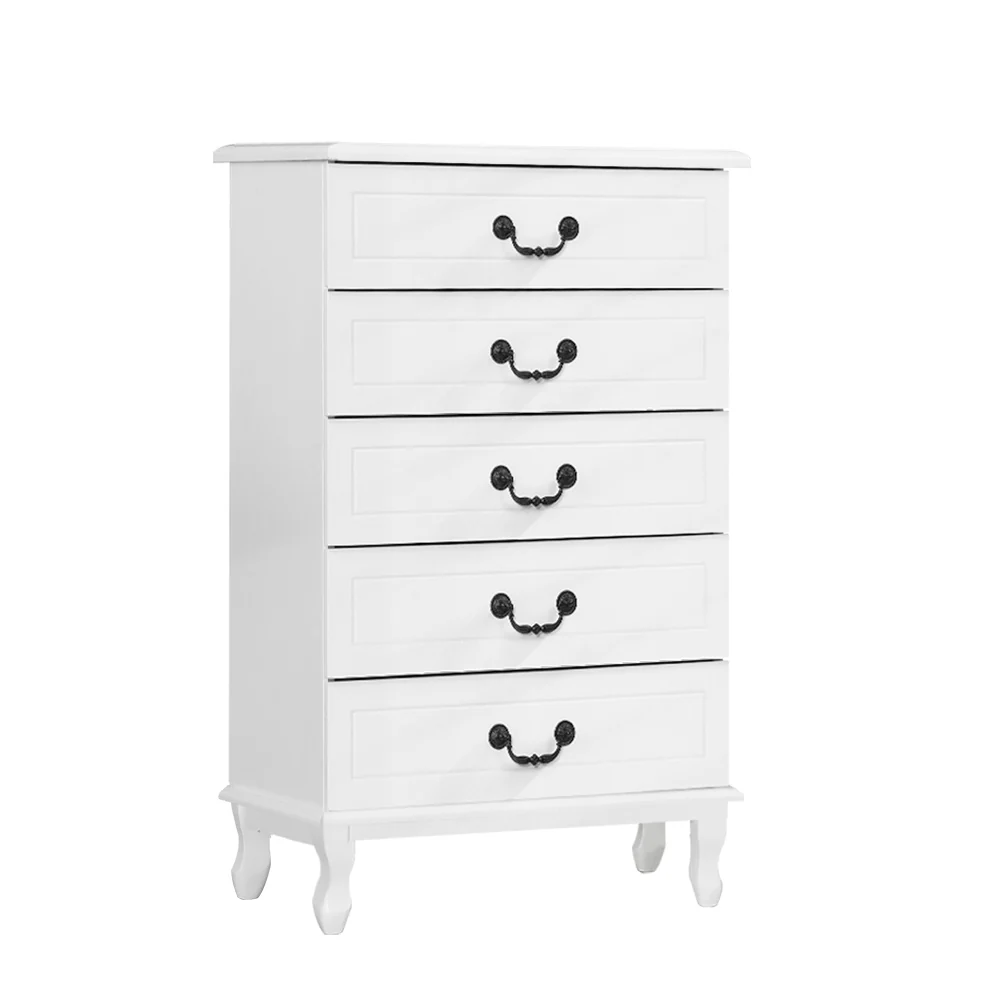 Artiss 5 Chest of Drawers - White - Nurns