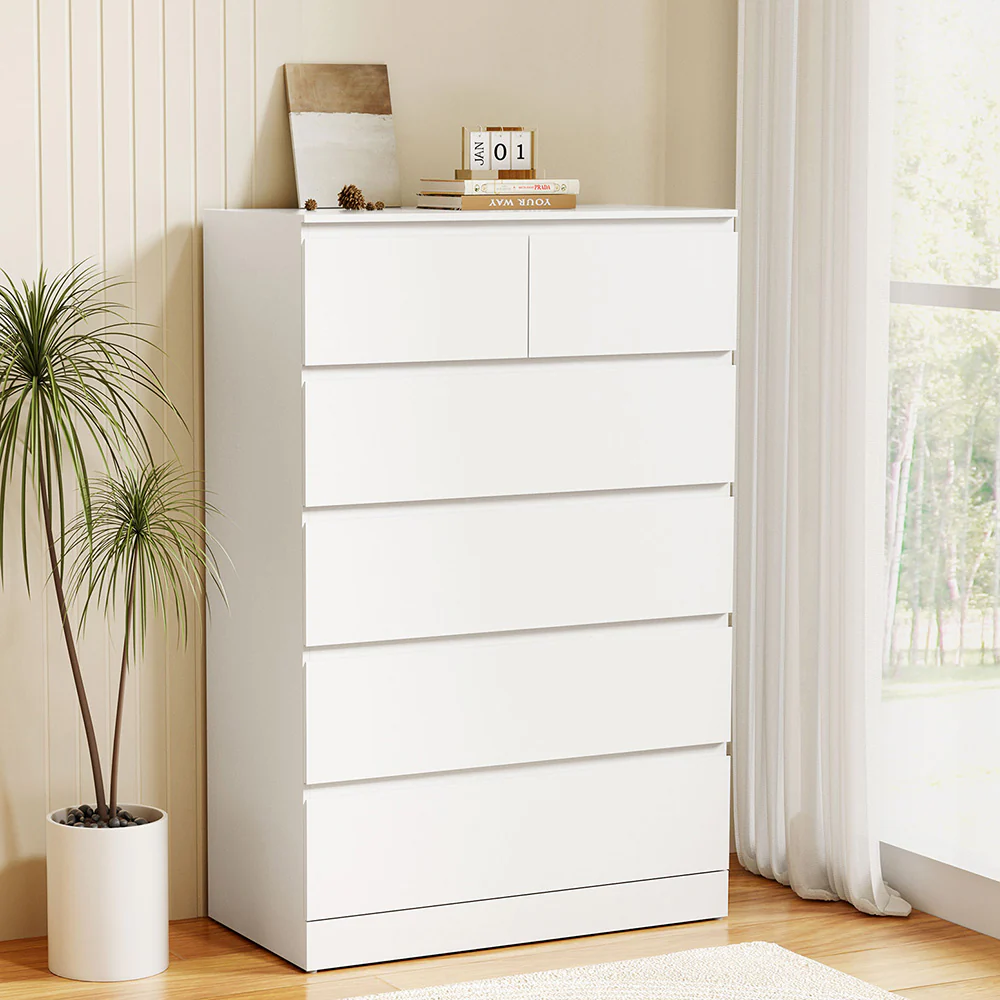 Artiss 6 Chest of Drawers - White - Nurns