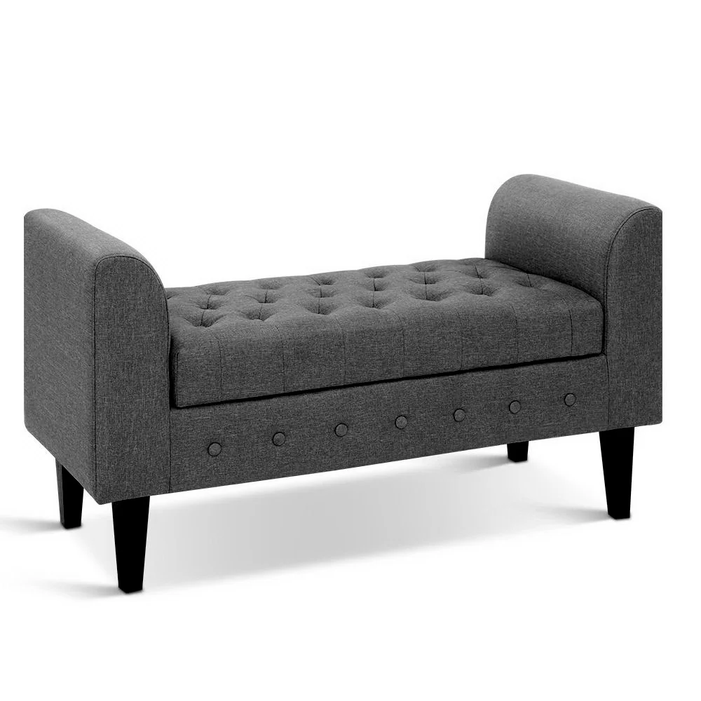 Fabric Storage Ottoman - Grey - Nurns