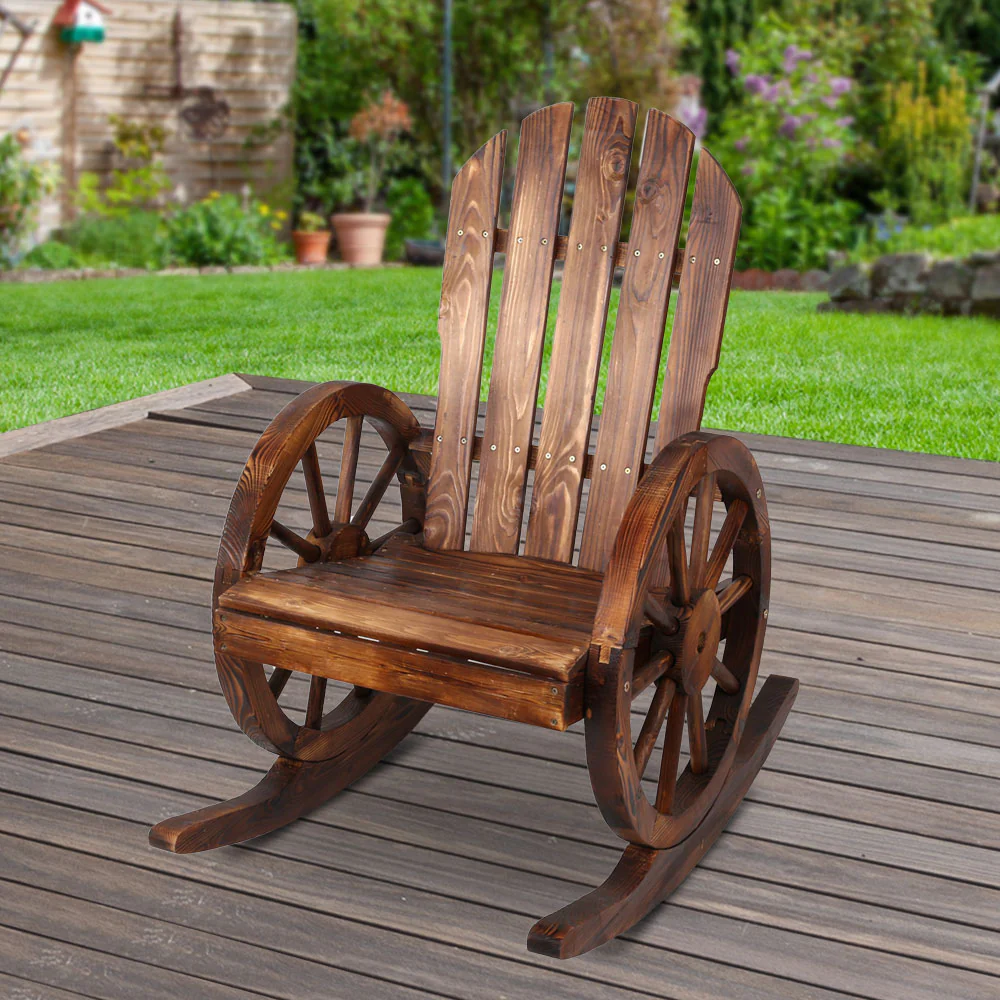 Wagon Wheels Rocking Chair - Brown - Nurns