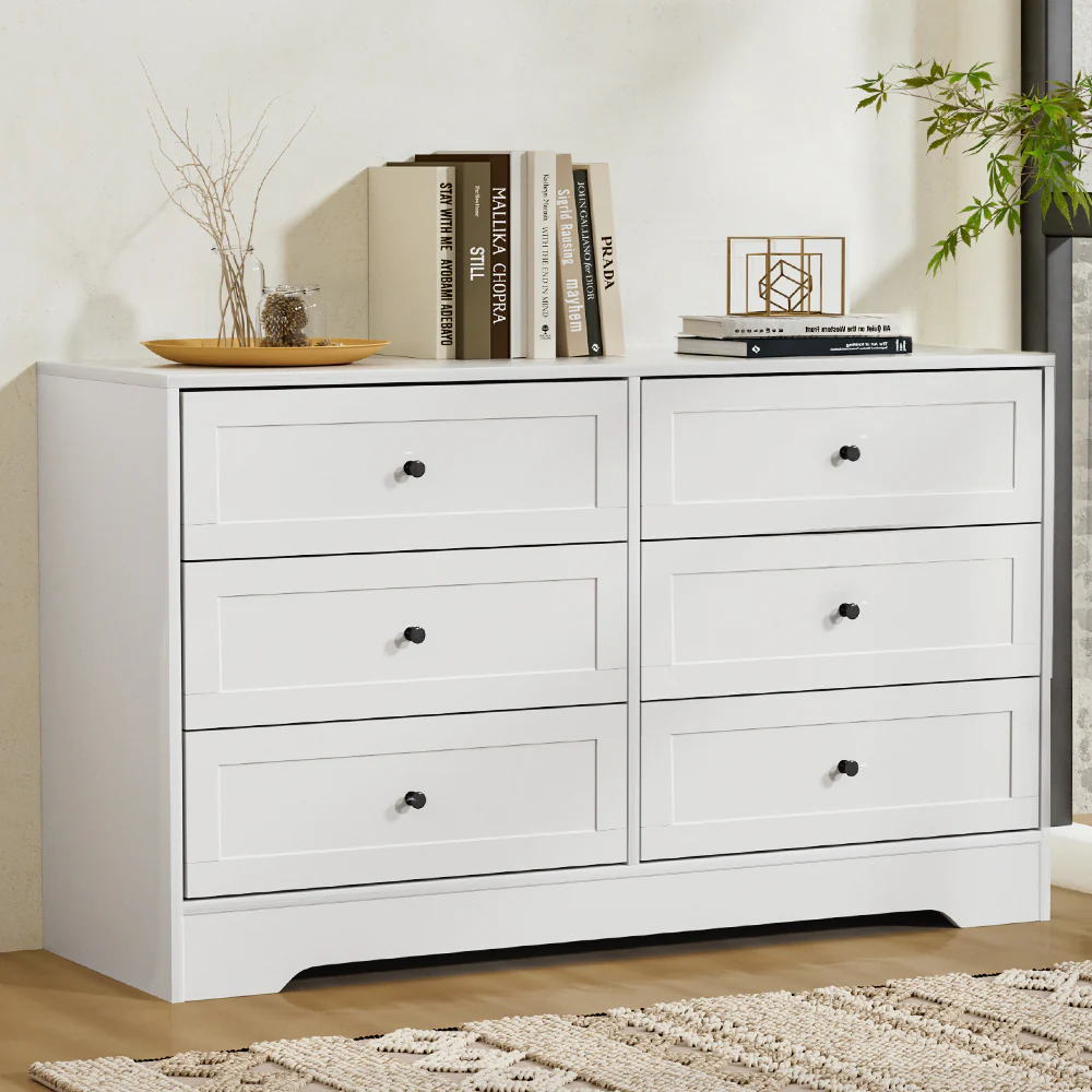 Artiss 6 Chest of Drawers - White - Nurns