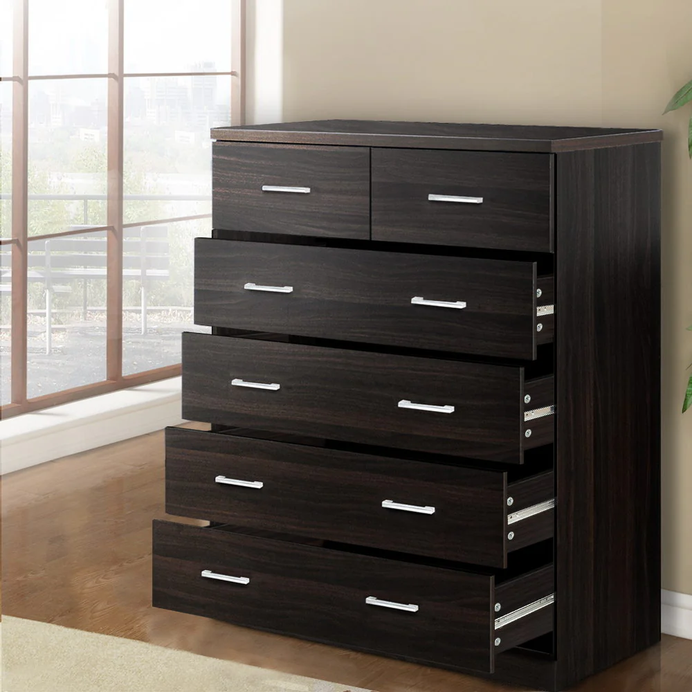 Artiss 6 Chest of Drawers - Walnut - Nurns