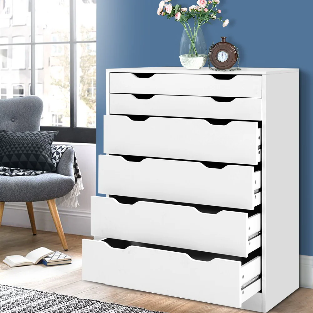 Artiss 6 Chest of Drawers - White - Nurns